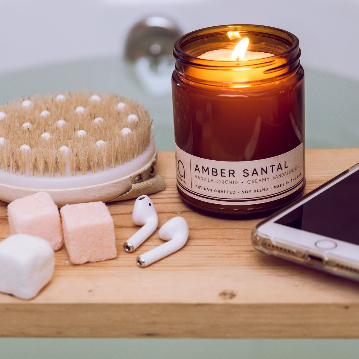 Amber Santal Soy Blend Candle — Sweet Amber, Creamy Sandalwood & Vanilla Orchid