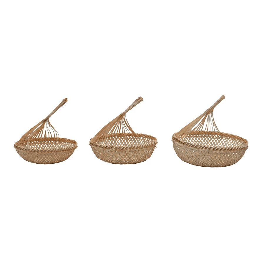 Hand-Woven Seagrass Storage Baskets, Set of 3